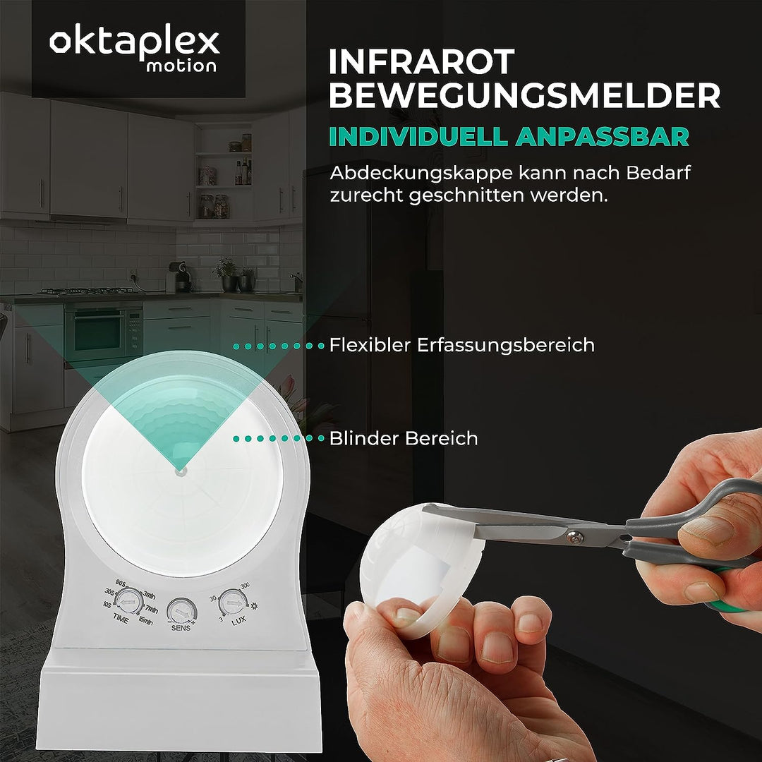 Oktaplex 2er Set Don Bewegungssensor Aussen 230 V IP65 240° Infrarot-Sensor einstellbar 10 m Reichwe