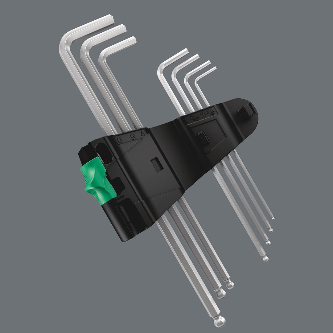 Wera 950 PKL/9 SM N Winkelschlüsselsatz, metrisch, gestellverchromt, 9-teilig, 05022087001 Single, S