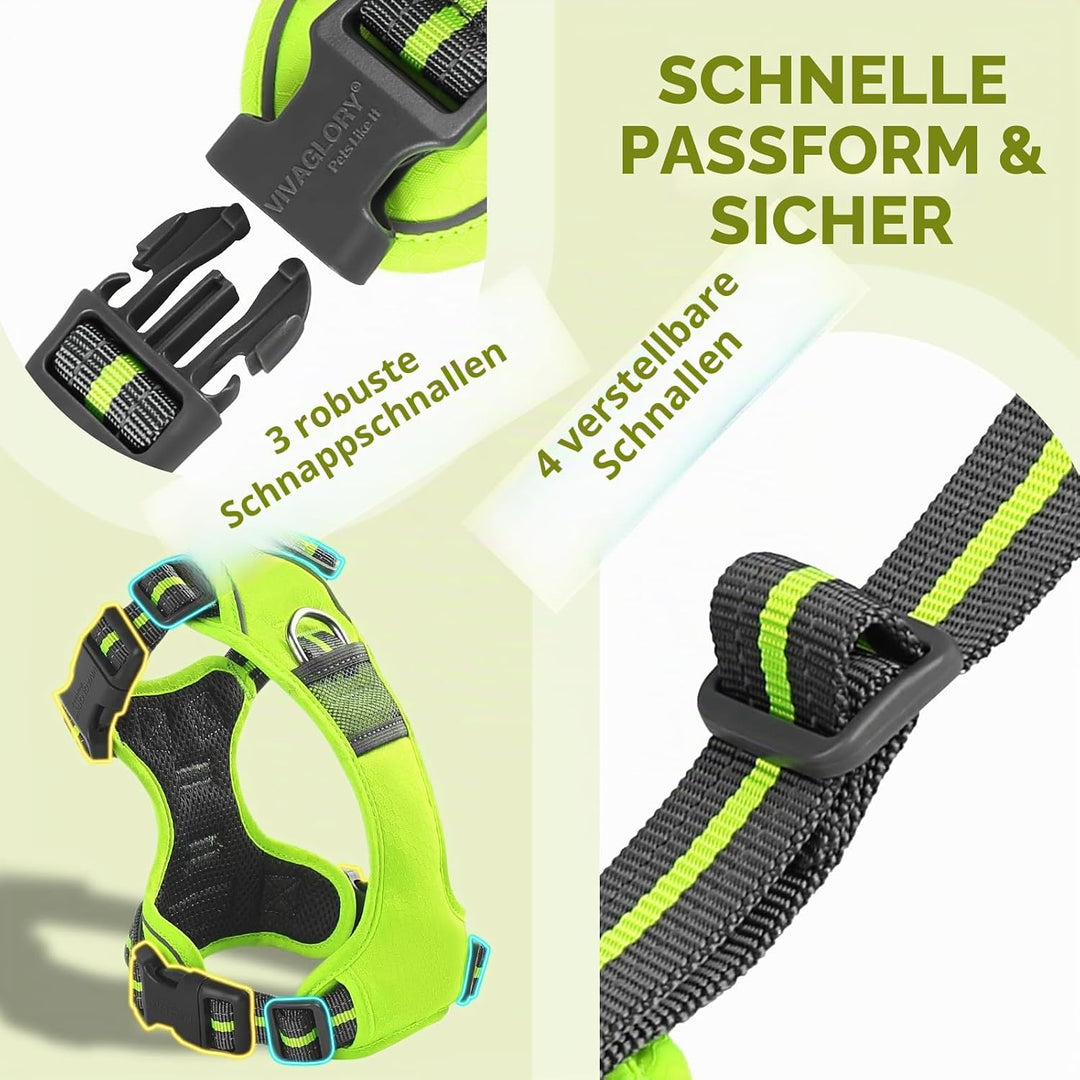 VIVAGLORY Easewalk Hundegeschirr, Anti Zug Hundegeschirr für Training &amp; Spazieren, Anti Zieh Geschir