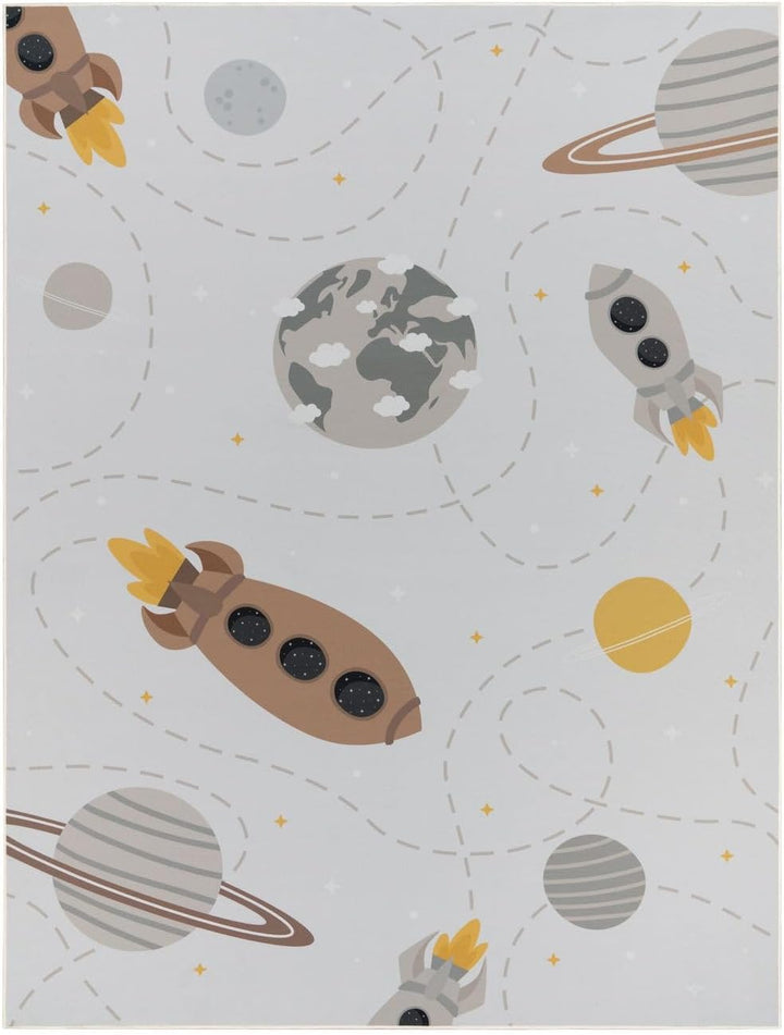 TT Home Kinderteppich Babyzimmer Teppich Kinderzimmer rutschfest Tiere Weltkarte Autos, Farbe:Beige