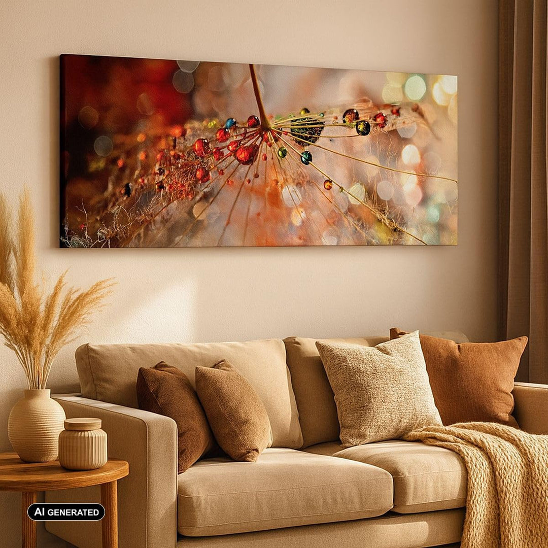 Wandbilder Dekoration Wohnzimmer Spinnennetz modern Panorama Bilder auf Leinwand 120x50cm Leinwandbi