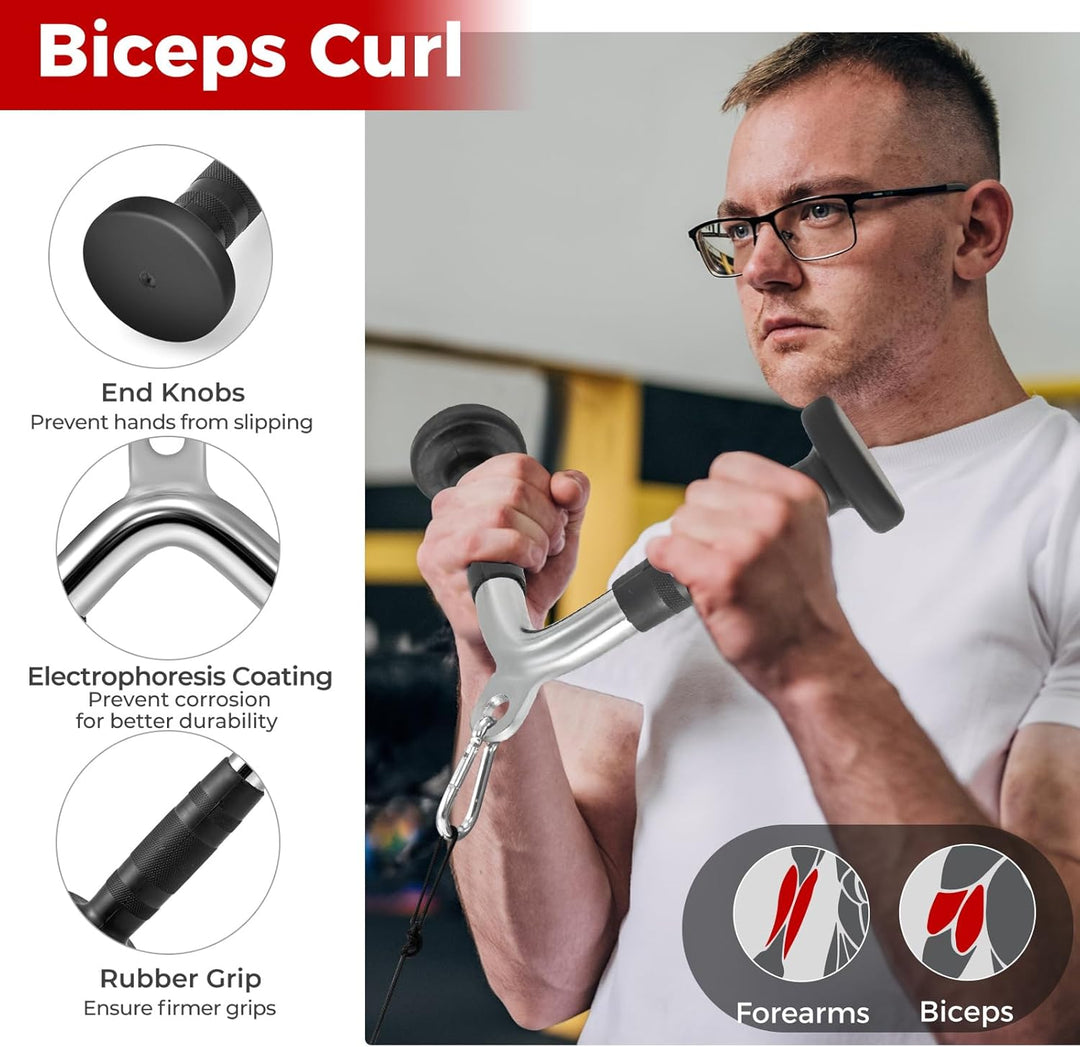KOMFOTTEU 4 TLG. Pull Down Aufsatz, Zubehör Set für Kabelmaschine, Trizeps Fitness Griffe aus Stahl,
