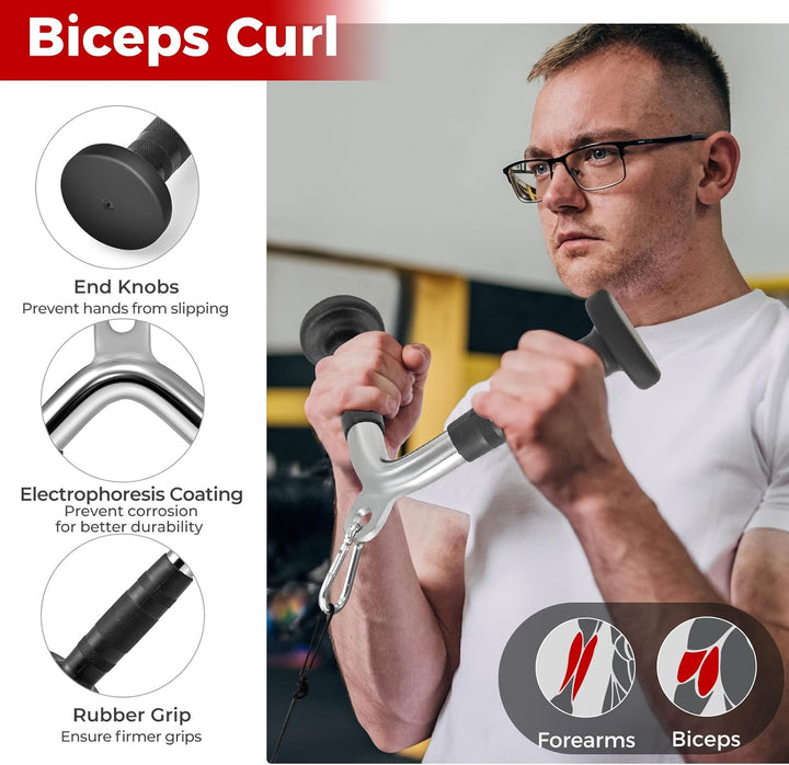 KOMFOTTEU 4 TLG. Pull Down Aufsatz, Zubehör Set für Kabelmaschine, Trizeps Fitness Griffe aus Stahl,
