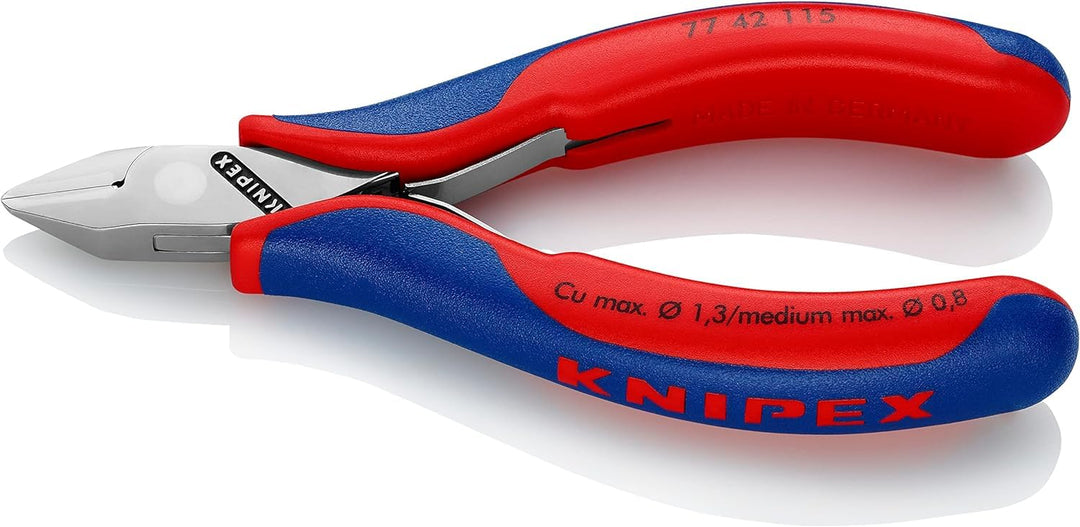 Knipex Elektronik-Seitenschneider mit Mehrkomponenten-Hüllen 115 mm (SB-Karte/Blister) 77 42 115 SB
