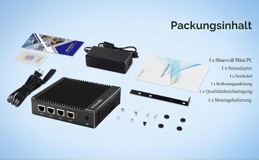 Fanless Firewall Micro Appliance, Intel J4105 I226 LAN Ports, Intel Graphics Mini PC, AES NI, Kompat