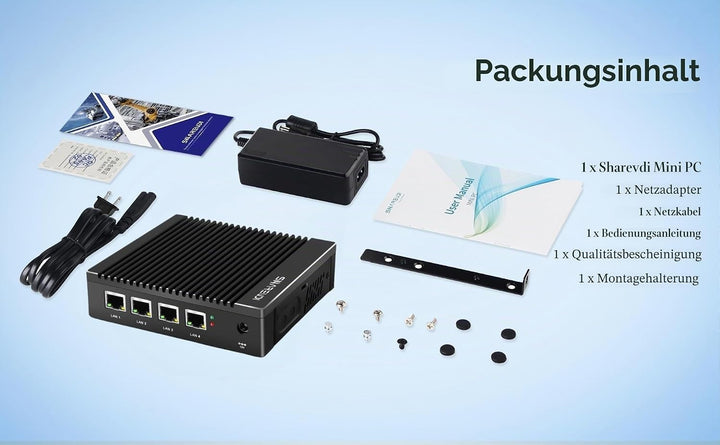 Fanless Firewall Micro Appliance, Intel J4105 I226 LAN Ports, Intel Graphics Mini PC, AES NI, Kompat