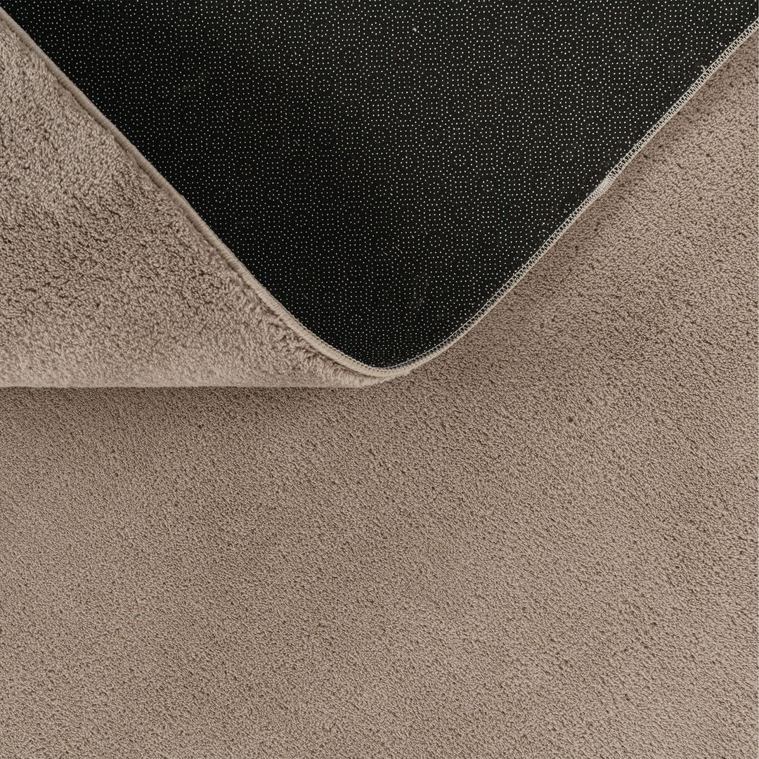 TT Home Wohnzimmer Teppich Kurzflor Anti-Rutsch Rückseite Unifarben Modern Waschbar, Farbe:Taupe, Gr
