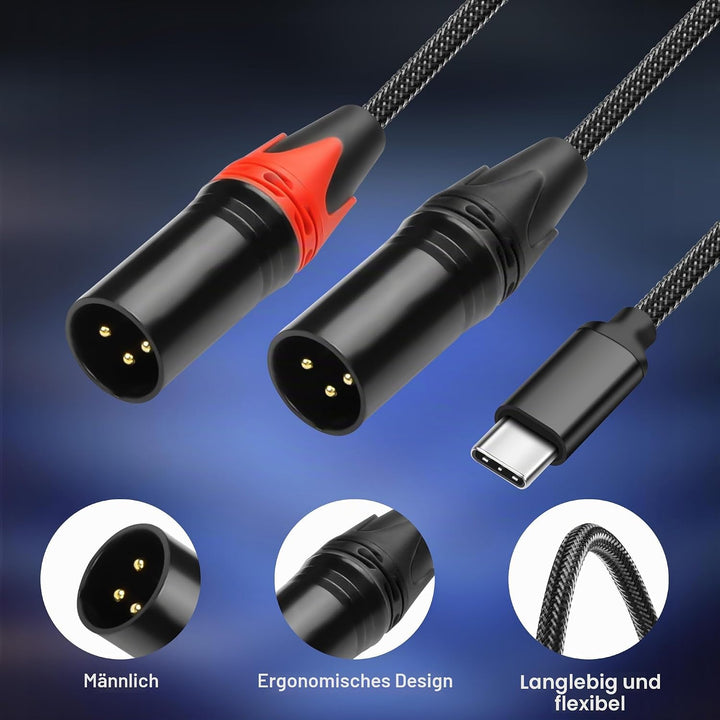 XMSJSIY USB C auf Dual XLR Mikrofonkabel Typ C Stecker auf XLR Stecker Stereo Verstärker Kabel Audio
