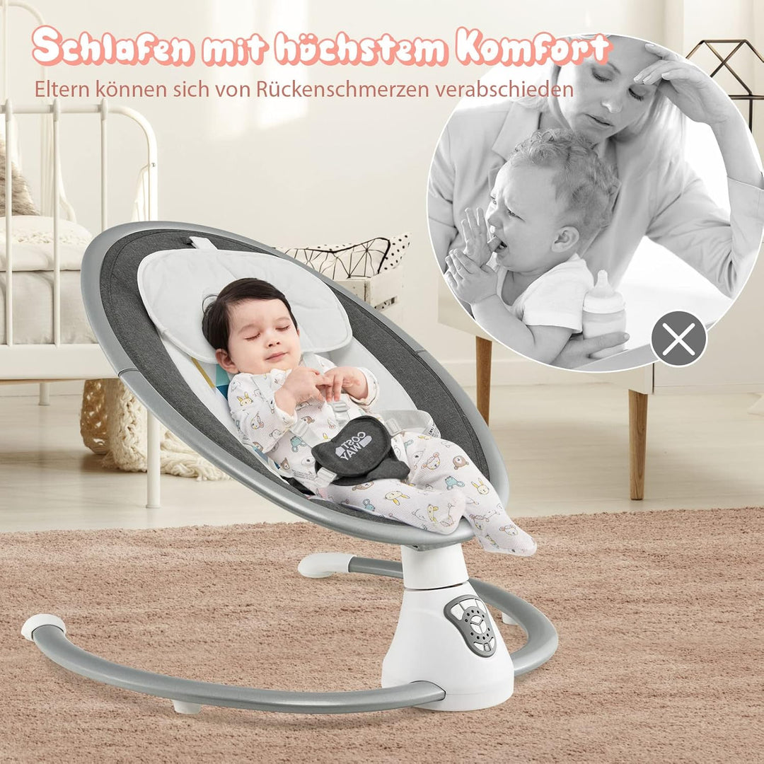 COSTWAY Elektrische Babywippe, Babyschaukel mit 5 Schaukelstufen, 3-Stufen-Timer-Funktion, 5-Punkt-S