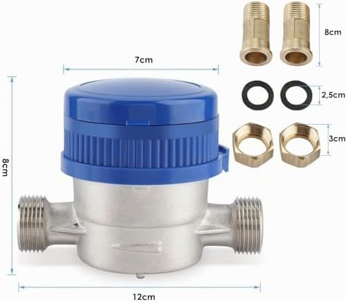 Wasseruhr 1/2 Zoll, Wasseruhr Garten Geeicht Garten Wasserzähler Set Garten Kaltwasserzähler Zapfhah