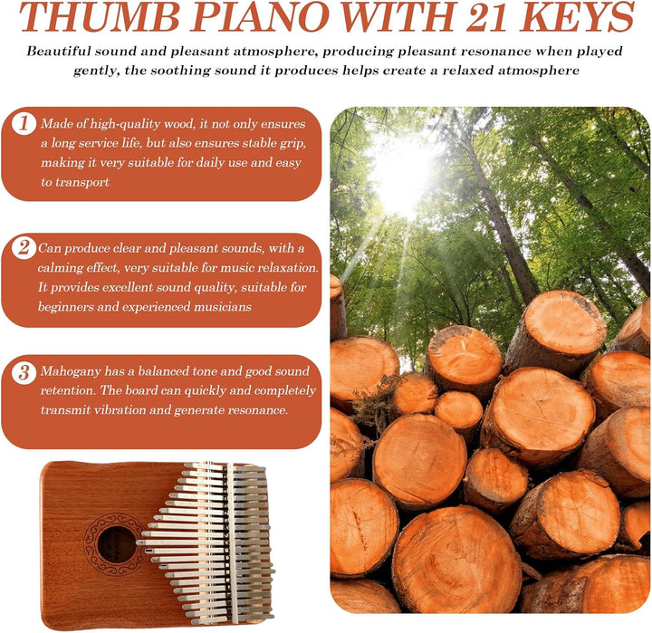 Kalimba Daumenklavier: 21 Tasten Fingerklavier, Kalimba 21 Schlüssel, Tragbares Daumenklavier 21 Sch