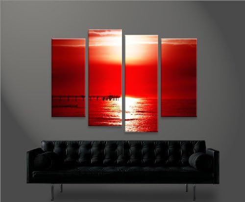 islandburner Bild Bilder auf Leinwand Red Sea 4er XXL Poster Leinwandbild Wandbild Dekoartikel Wohnz