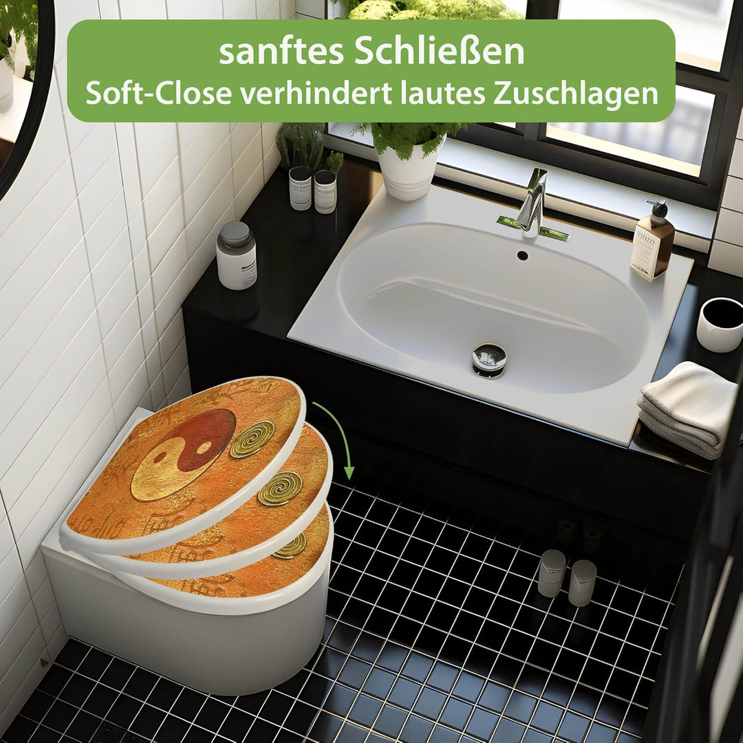 banjado Toilettendeckel mit Absenkautomatik 44,5x37cm - Soft Close Toilettensitz - WC Sitz mit Absen