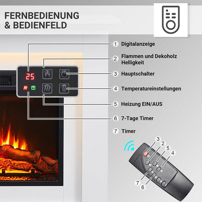 BALDERIA Frida Elektrokamin - Elektrischer Standkamin mit zusätzlichem Fach und Heizung 2000 W, real