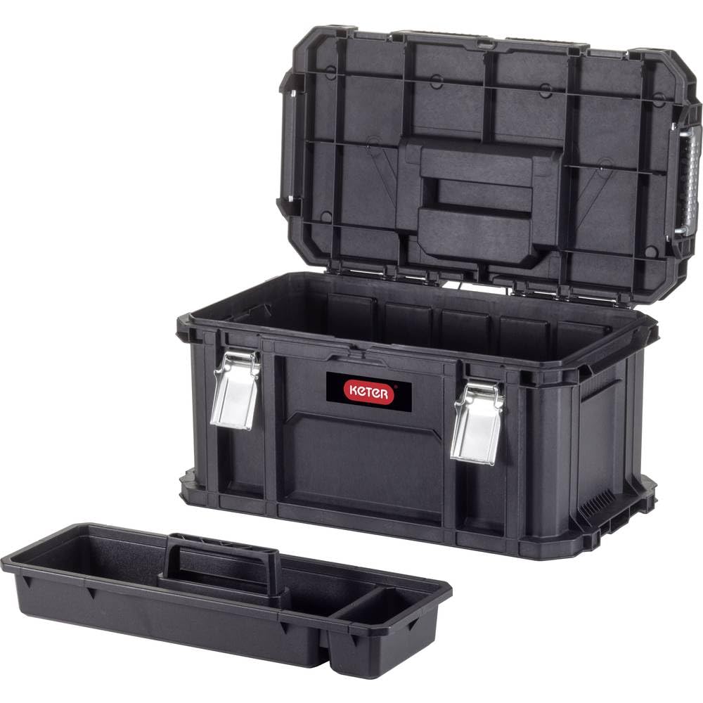 Keter Connect Werkzeugkasten, 54x31.2x27.5 cm, mit herausnehmbaren Einsatz, stapelbar (Connect Syste