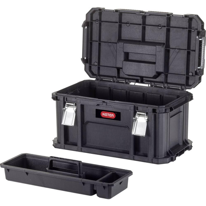 Keter Connect Werkzeugkasten, 54x31.2x27.5 cm, mit herausnehmbaren Einsatz, stapelbar (Connect Syste