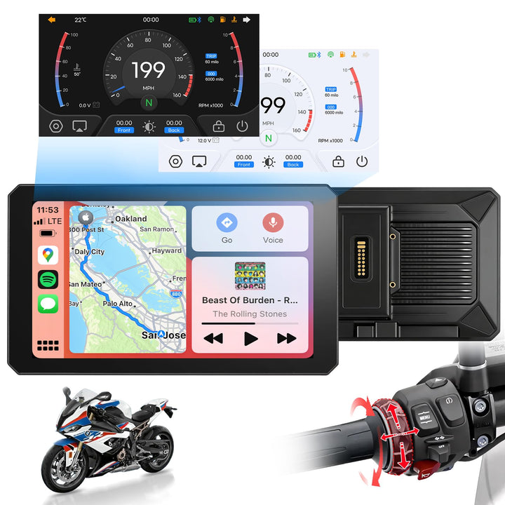 Motorrad Carplay Bildschirm mit Native Wonder Wheel für BMW Motorrad, Wireless CarPlay & Android Aut