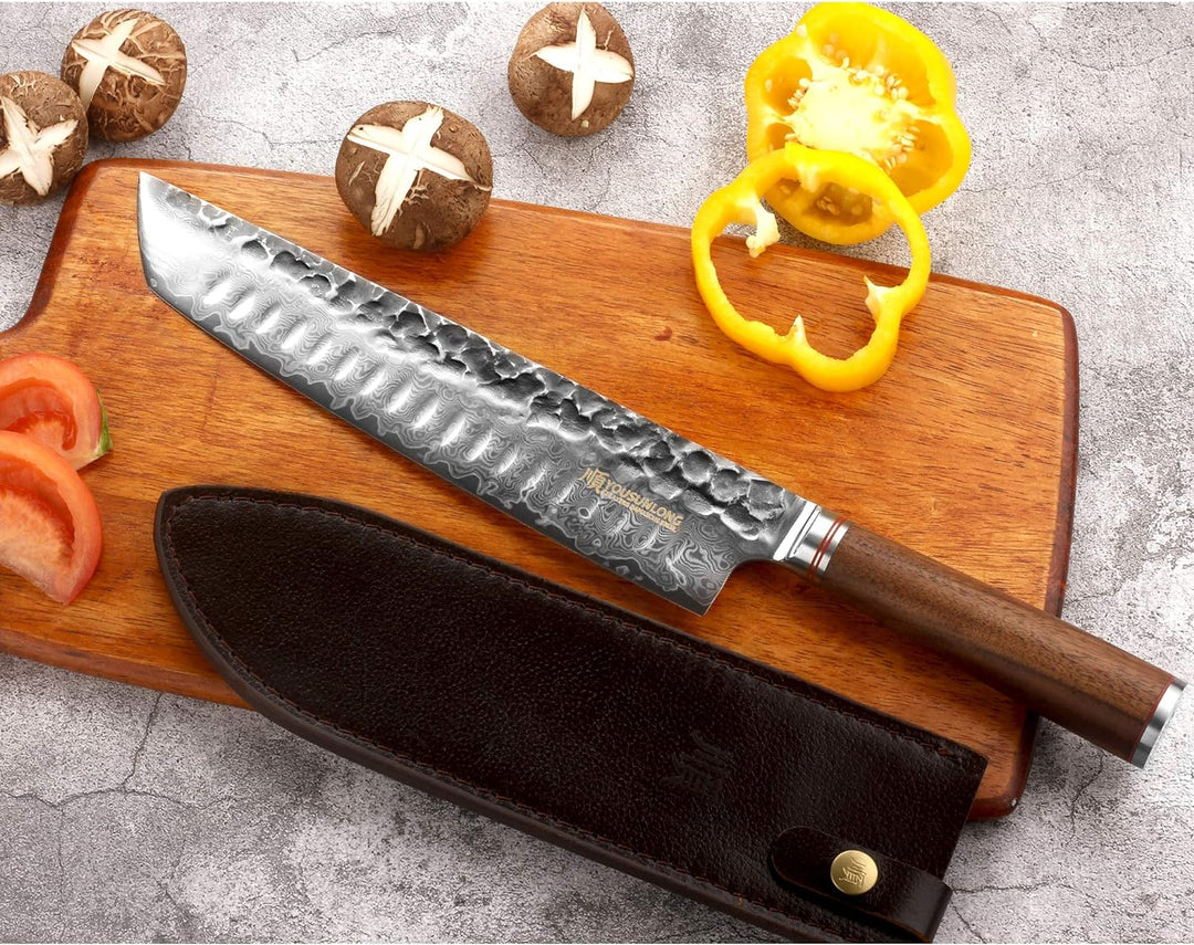YOUSUNLONG Tanto Kochmesser 10 Zoll Rasiermesser Scharfer Damaskus Hochkohlenstoff Deutscher Stahl -