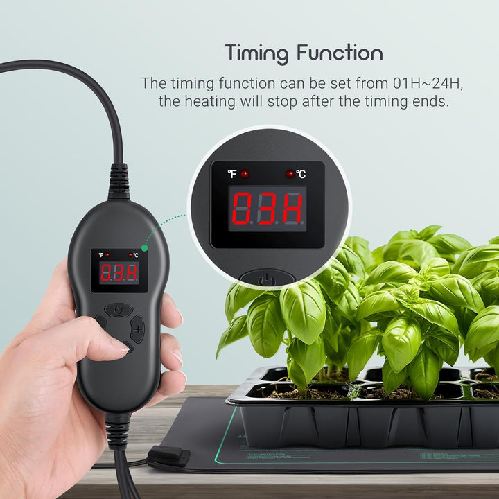 Luxbird Heizmatte Pflanzen mit Thermostat und Timer 30W, 4 Heizmatten mit 1 Controller, 52 x25 cm, I