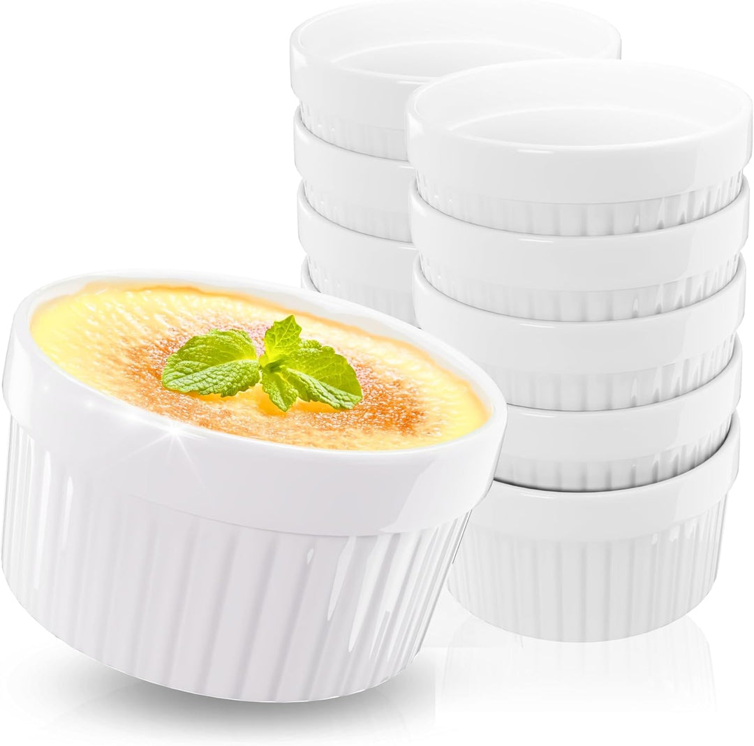 ToCi 12 x Soufflé Förmchen Ø 9 cm - Creme Brulee Schälchen | Ofenfeste Keramik Förmchen je 185 ml |