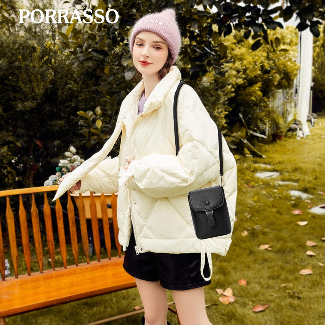 PORRASSO Mode Handy Umhängetasche Damen Handytasche Mädchen Min Schultertasche PU Geldbörse Crossbod