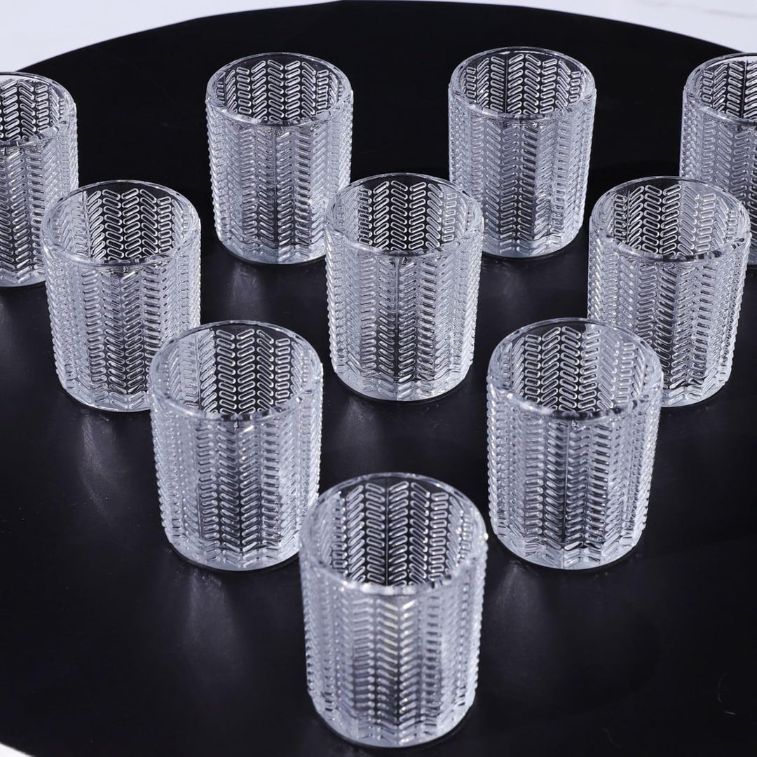 Weizenähren Teelichthalter Glas, Klare Teelichtgläser Vintage im 12er-Set | Vohocandle Klare Teelich