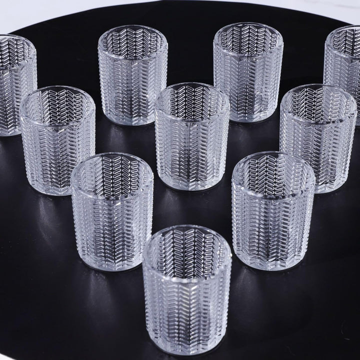 Weizenähren Teelichthalter Glas, Klare Teelichtgläser Vintage im 12er-Set | Vohocandle Klare Teelich