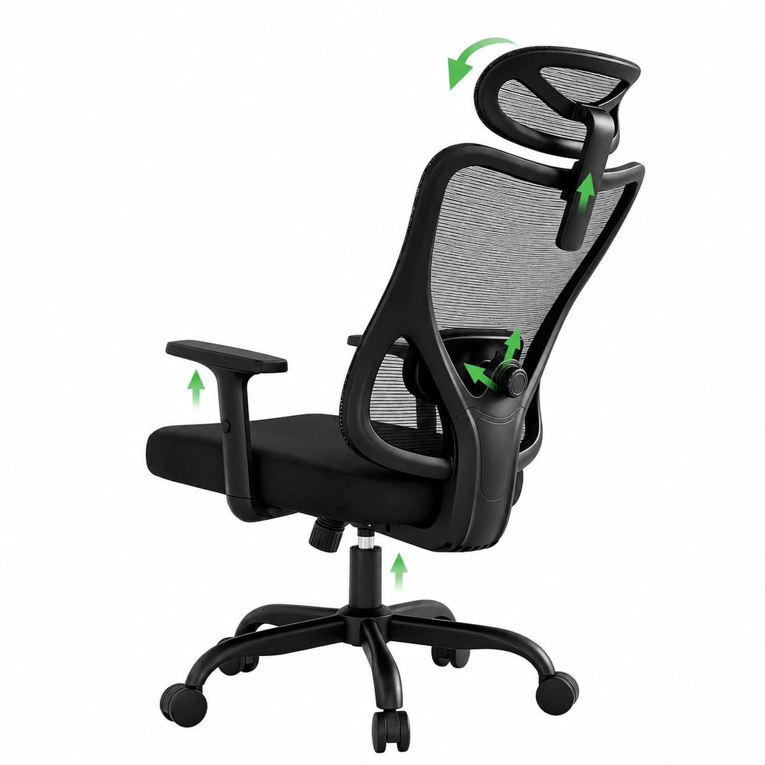 Marsail 2026 Neu Bürostuhl Ergonomisch, 104°–130° Arretierbare Rückenlehne Schwarz Schwarz 1, Schwar