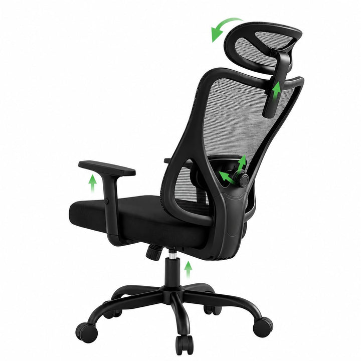 Marsail 2026 Neu Bürostuhl Ergonomisch, 104°–130° Arretierbare Rückenlehne Schwarz Schwarz 1, Schwar