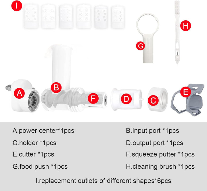 Nudelaufsatz für Kitchenaid Standmixer,Nudelroller Aufsatz mit 6 verschiedenen Formen von Nudelausla