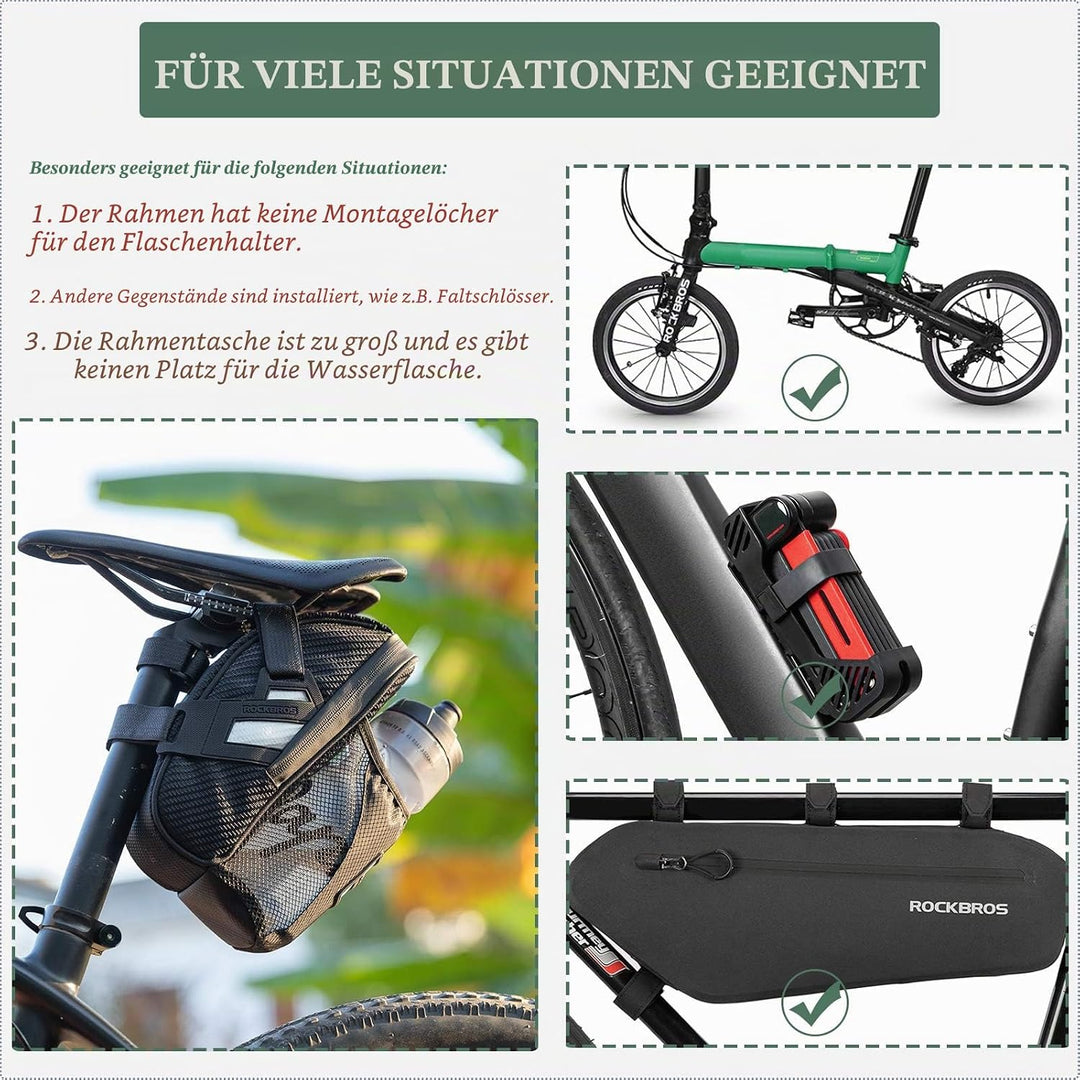 ROCKBROS Fahrrad Satteltasche Fahrradsitztasche mit Flaschenhalter für MTB Rennrad Wasserdicht Kratz