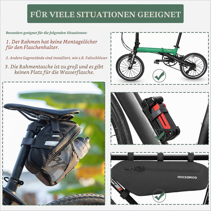 ROCKBROS Fahrrad Satteltasche Fahrradsitztasche mit Flaschenhalter für MTB Rennrad Wasserdicht Kratz