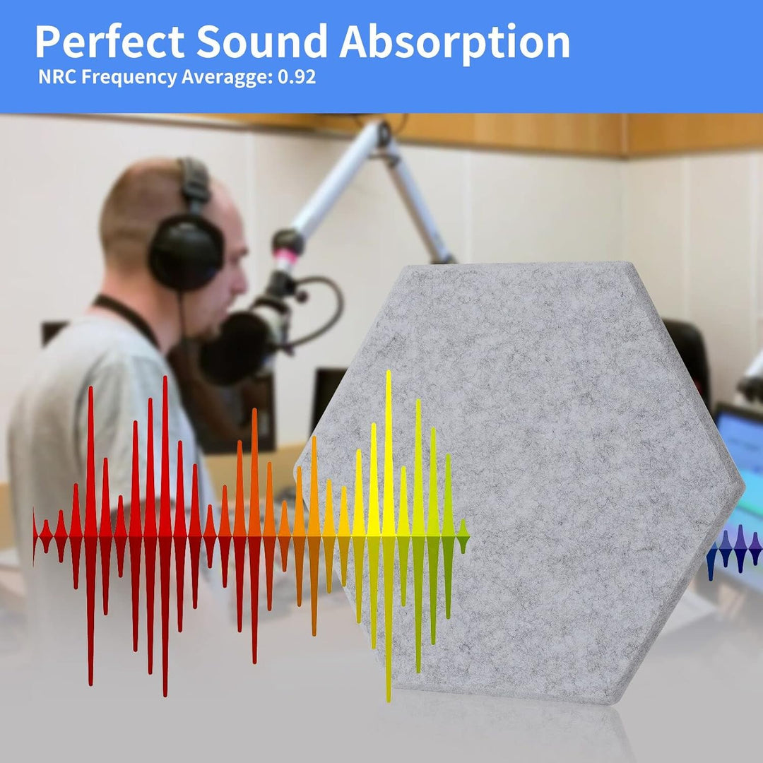Rdutuok 12 Stück Akustik Panel,30x26x1cm Hexagon Akustik Absorber Schallschutzplatten Akustikpaneele