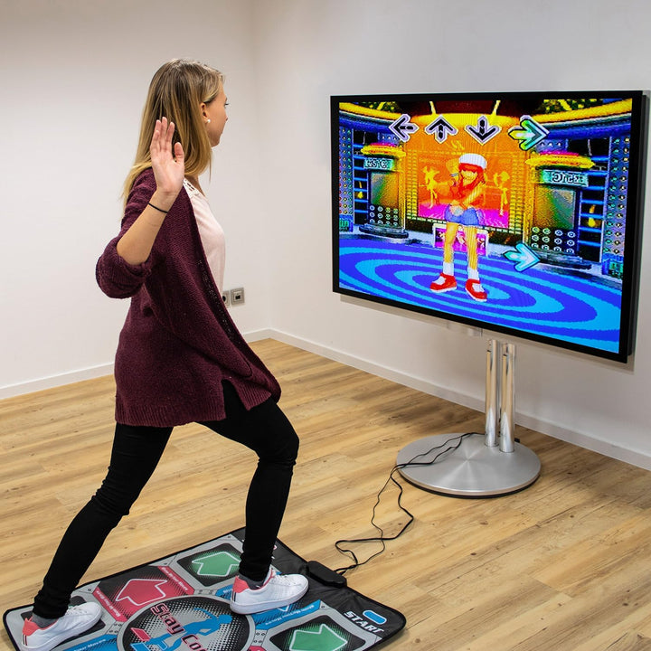Mad Monkey Tanzmatte mit TV Anschluss & HDMI Konverter, Dance Game mit 110 Songs & 9 Leveln, 2 Spiel