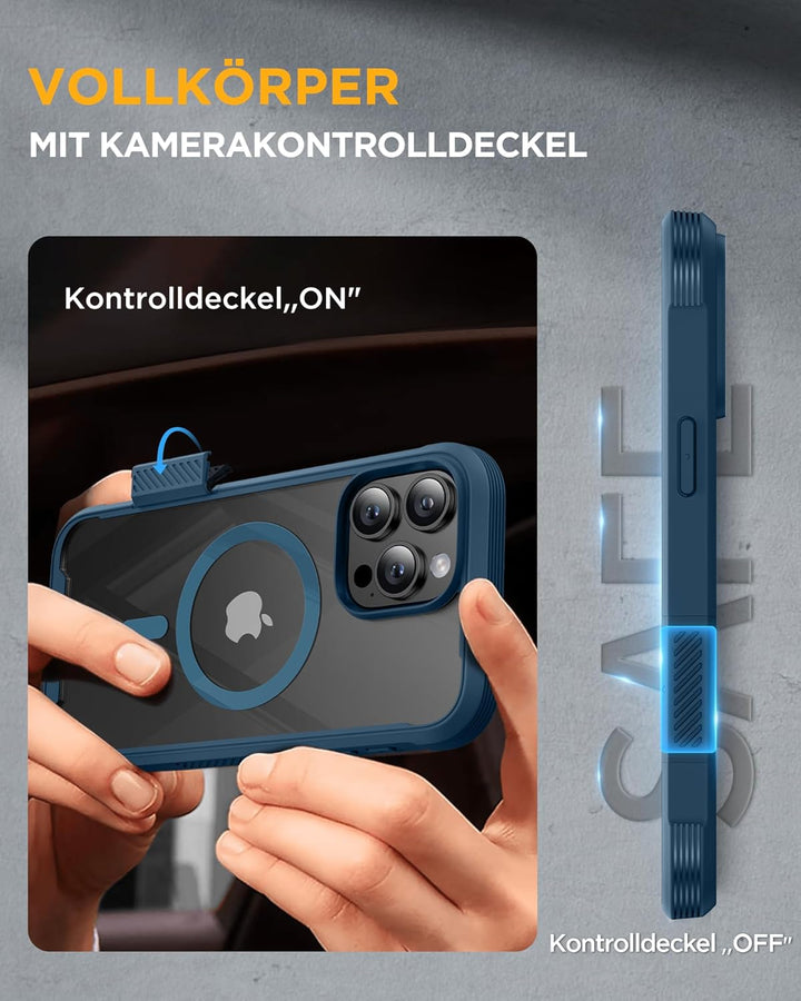 Miracase 360 Grad für iPhone 16 Pro Max Hülle mit Magsafe, Eingebaut Glas Schutzfolie, Komplettschut