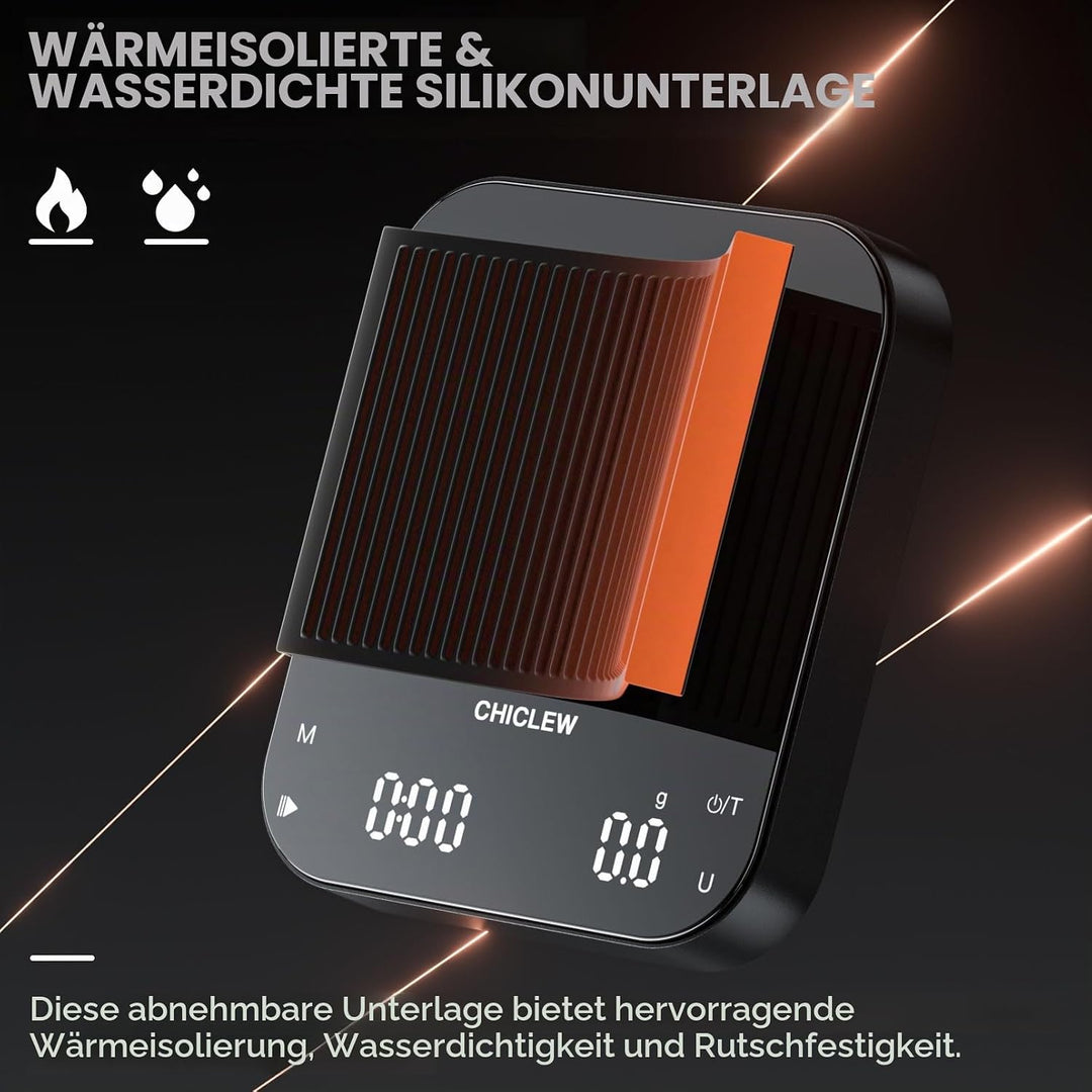 Wiederaufladbare Kaffeewaage mit Timer, 3 kg/0,1g Espresso Waage für Pour-Over Kaffee, 3 Modi &amp; 6 Ei