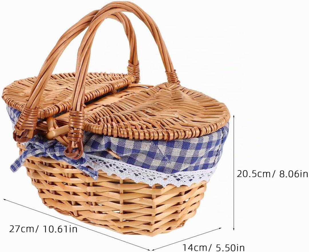 UKCOCO Picknickkorb aus Weide mit Deckel: Geflochtener Picknickkorb mit Griff Und Herausnehmbarem Le