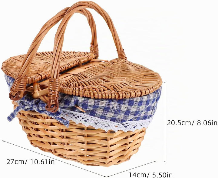 UKCOCO Picknickkorb aus Weide mit Deckel: Geflochtener Picknickkorb mit Griff Und Herausnehmbarem Le