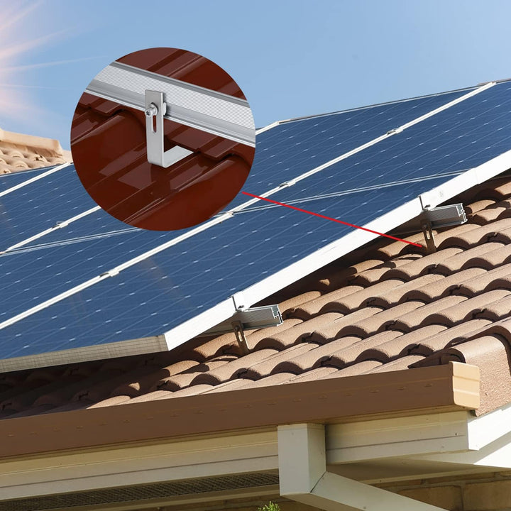 Solarmodul Halterung Ziegeldach Befestigungssystem, Alu Solarpanel Halterung Dachhaken Aluprofil Pho