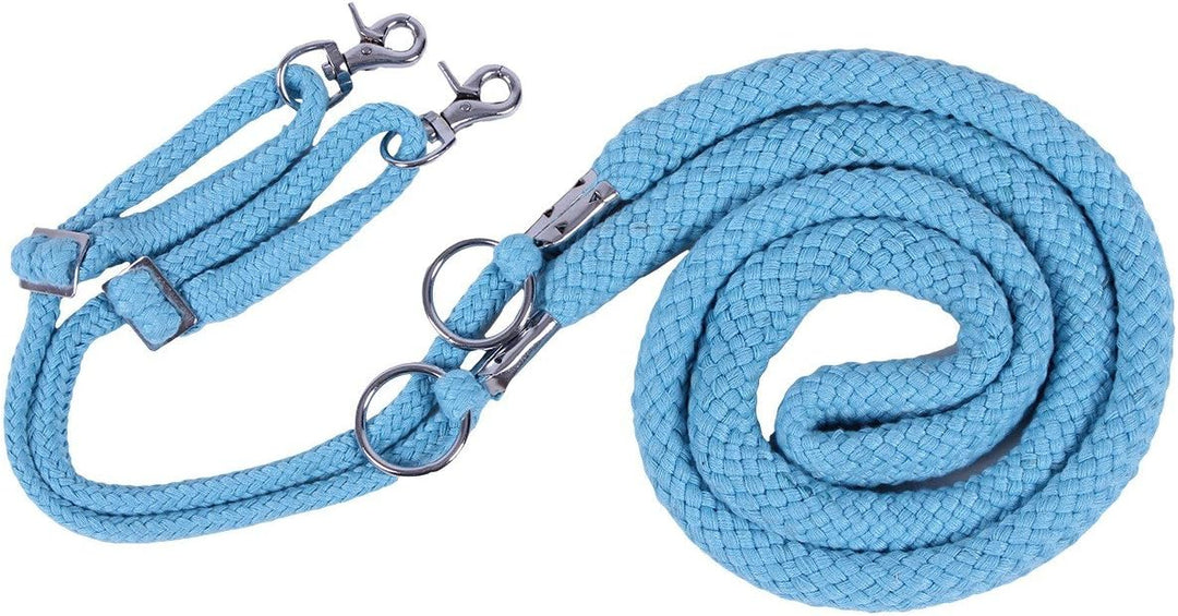 QHP Longierhilfe Longierhilfszügel mit Clips in Verschiedenen Farben (XL, Sky) XL sky, XL sky