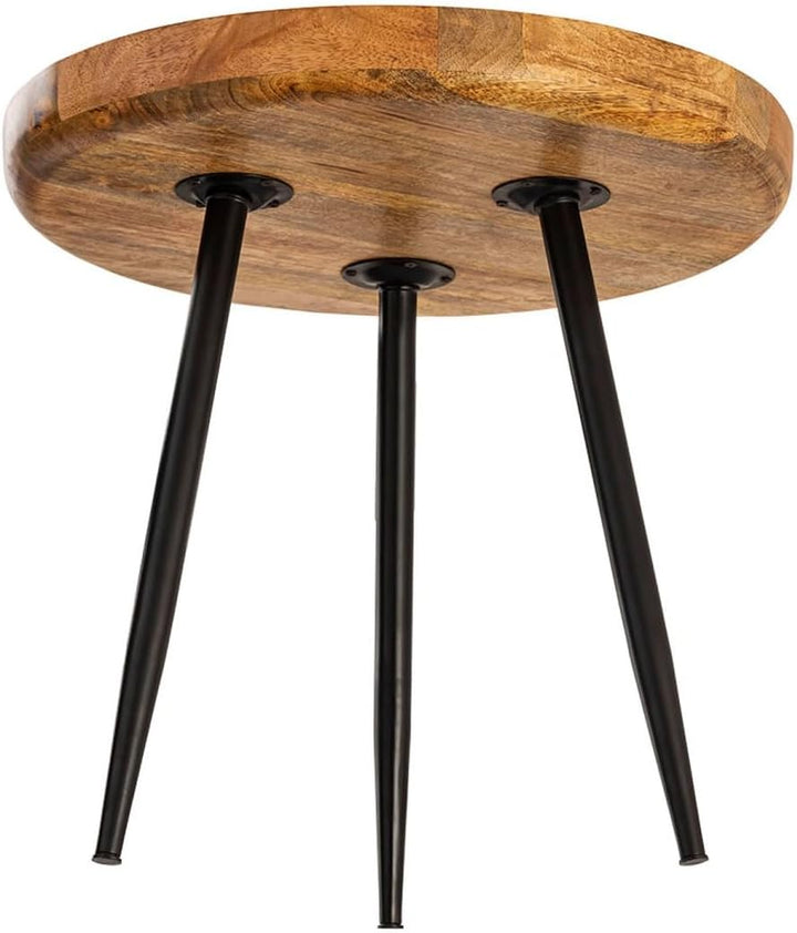 Beistelltisch Holz rund Couchtisch Wohnzimmer Tisch Metalbeine Holzplatte massiv Grösse Durchmesser