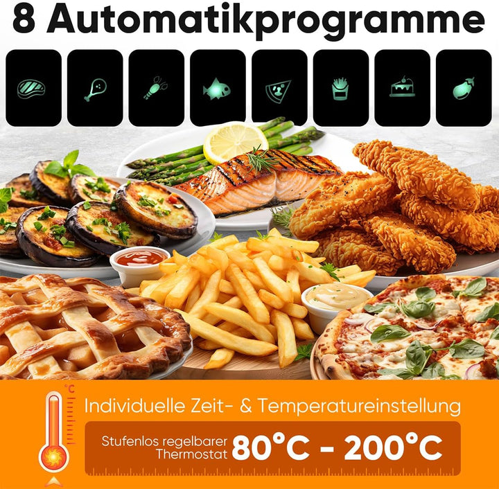 ProfiCook® Heissluftfritteuse | 6,5L Airfryer | Öl- und fettfreie Zubereitung | 80°C - 200°C | Edels