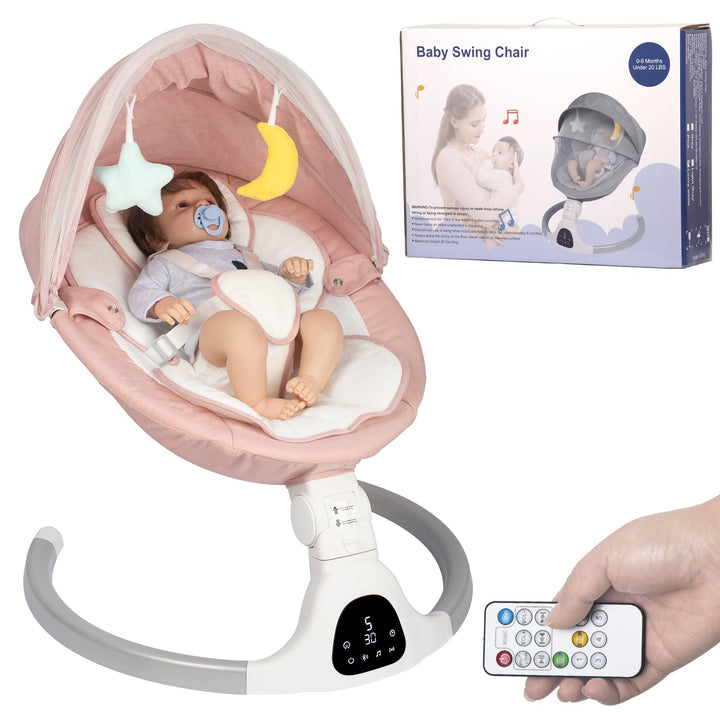 Elektrische Babywippe für Säuglinge bis 9 kg, klappbar, mit Fernbedienung & Bluetooth, Timer-Funktio