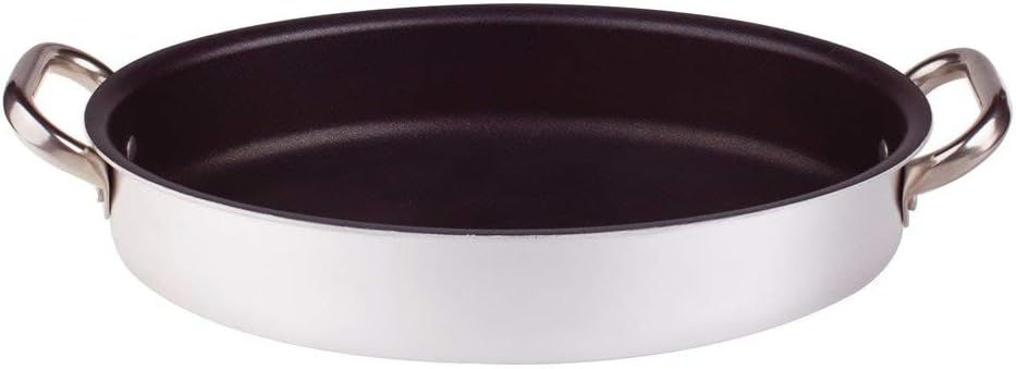 Pentole Agnelli ALSA120S30 Pfanne, oval, mit Griffen, Aluminium, silberfarben, 30 cm, 30 cm