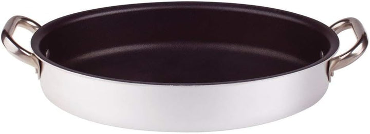 Pentole Agnelli ALSA120S30 Pfanne, oval, mit Griffen, Aluminium, silberfarben, 30 cm, 30 cm