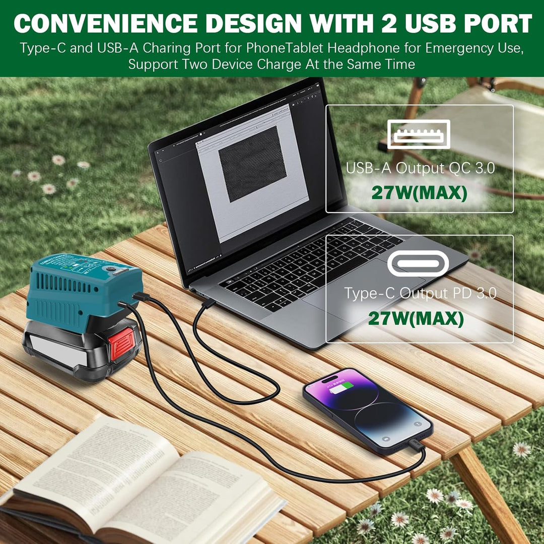 Schnellladegerät für Bosch 18V PBA Gome und Garten Ladegerät,mit USB & Type-C Output,Eingang 220V, A