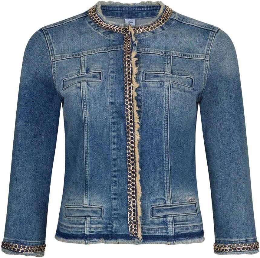 Liu Jo Damen Kate Jeansjacke, Blau (Den.Blue Symbol wash 77556), 40 (Herstellergrösse: 46)