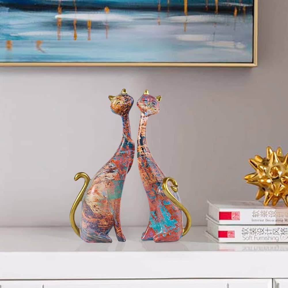 PIGPIGFLY Graffiti-Ornamente,Harz Paar Katzen,Deko Wohnzimmer,Home Store Dekoration, Bürodekoratione