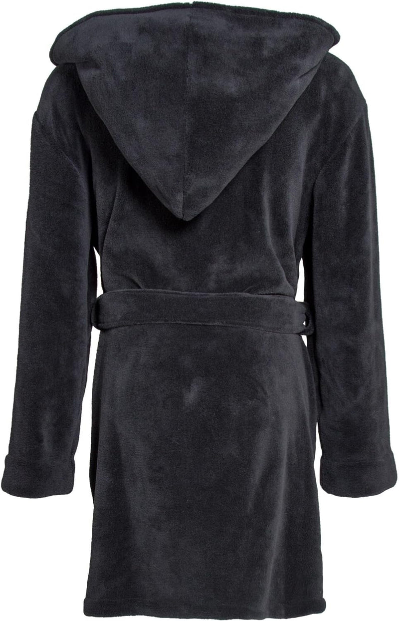 CelinaTex XS-XXXL Bademantel Kapuze zweifarbig kurz aufgesetzte Taschen Damen Mikrofaser Kuschelflee