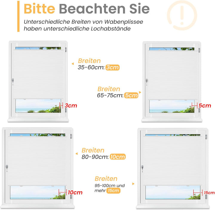 BelleMax Wabenplissee ohne Bohren verdunkelung Thermo plissee klemmfix, Weiss-weiss 40x80cm 100% Bli